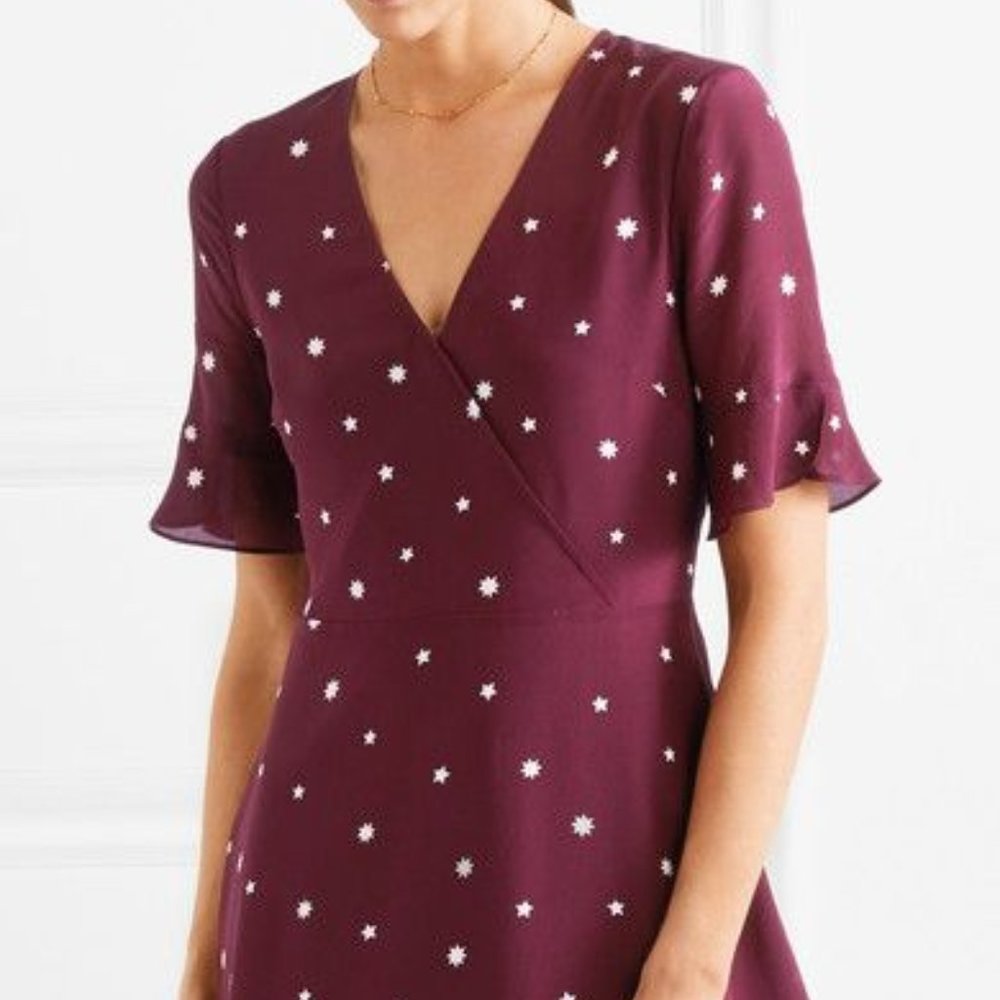 Madewell Burgundy 100% Silk Star Dress